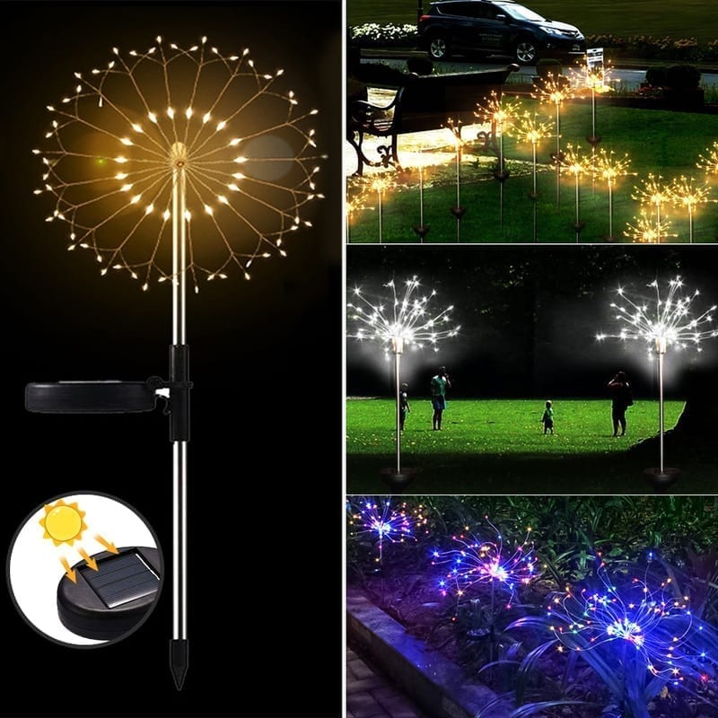 90/120/150led, solar light, outdoor,waterproof flash string lights lawn firework lamp christmas decor