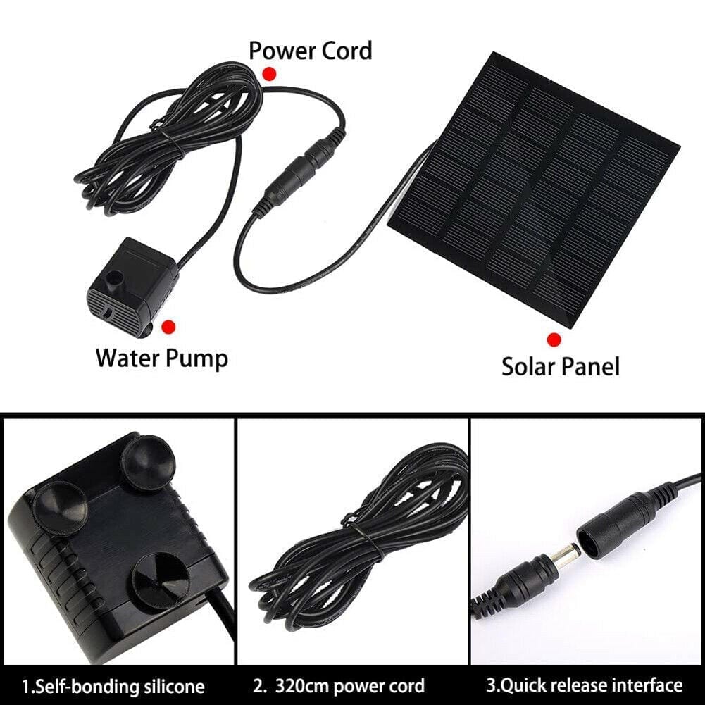 Solar panel powered, water fountain pool, sprayer with water pump & 3 spray heads