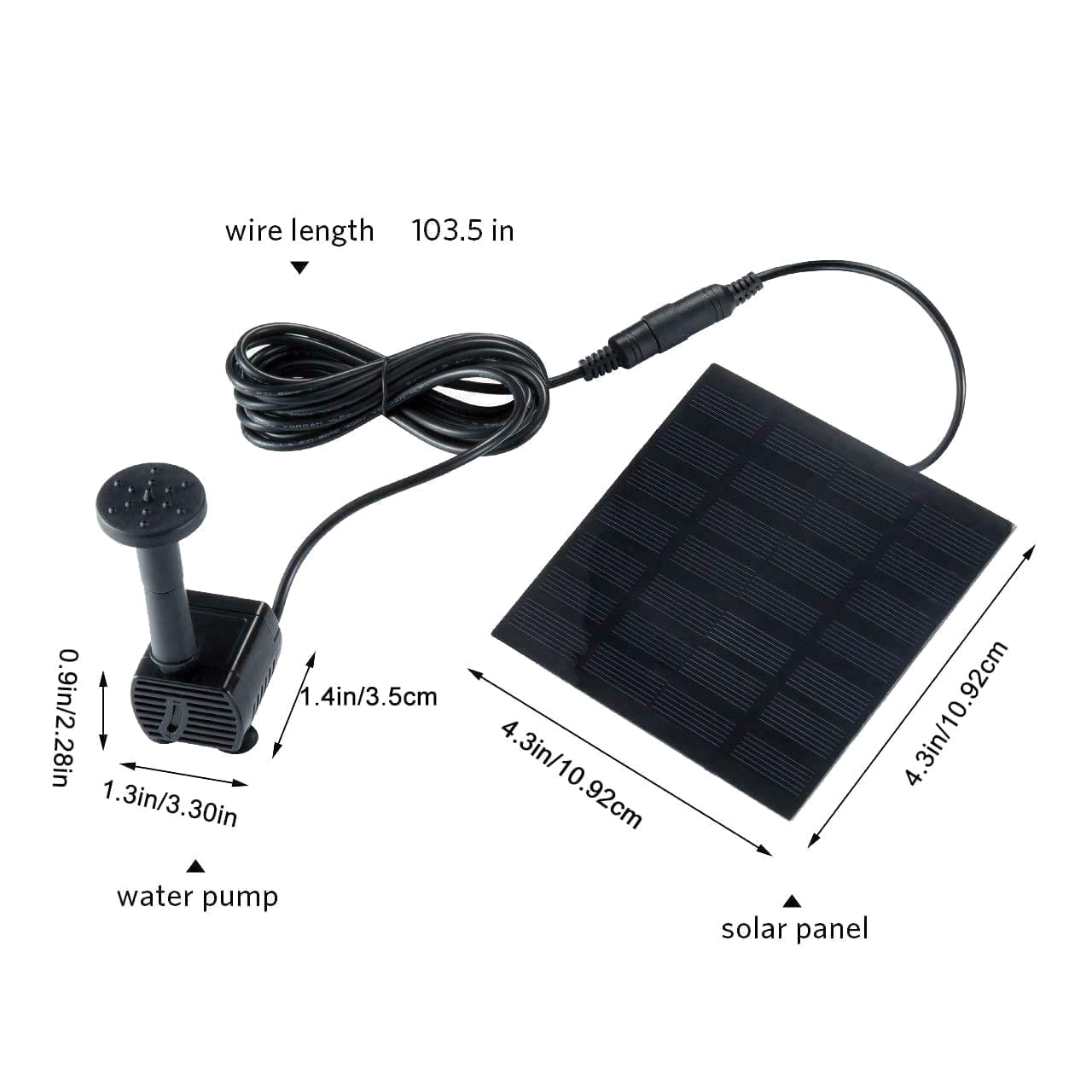 Solar panel powered, water fountain pool, sprayer with water pump & 3 spray heads