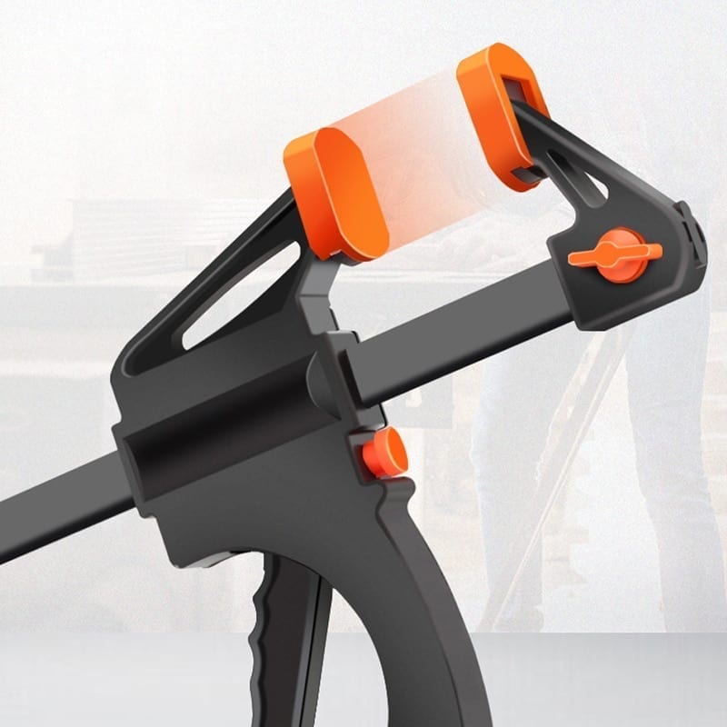 Spreader work bar clamp gadget, squeeze, quick ratchet release
