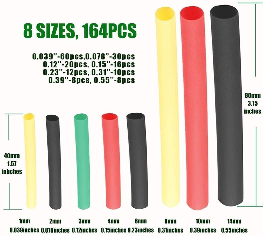 164pcs set polyolefin shrinking assorted heat shrink tube wire