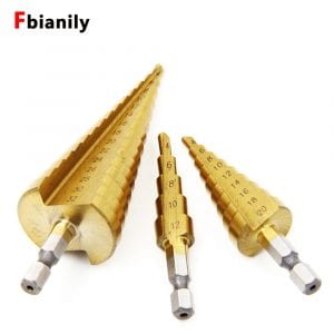 Steel Titanium Step Drill Bit Hand Tool Sets 3-12 4-12 4-20 4-32mm Step Cone Cutt Woodworking