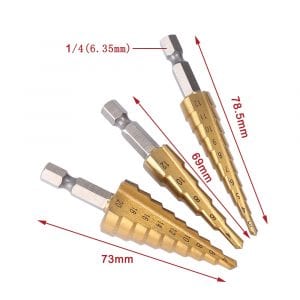 Steel Titanium Step Drill Bit Hand Tool Sets 3-12 4-12 4-20 4-32mm Step Cone Cutt Woodworking