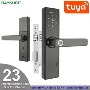 RAYKUBE Wifi Electronic Door Lock With Tuya APP Remotely / Biometric Fingerprint / Smart Card / Password / Key