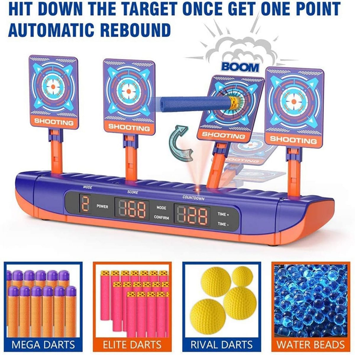 For nerf guns bullets, auto reset electric shooting target, sound light