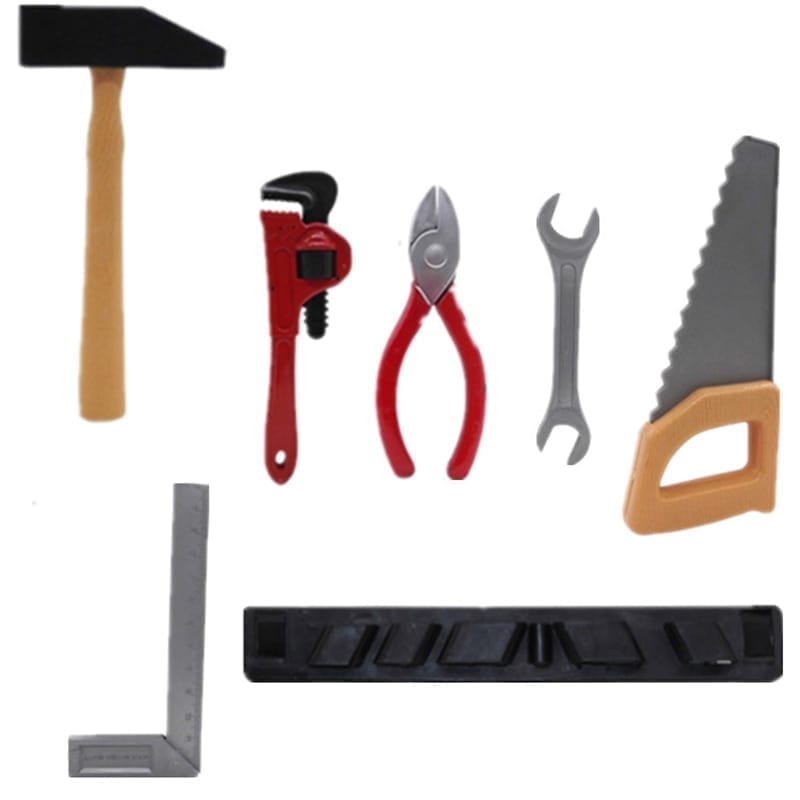 Kids toys simulation repair drill tools set for boy, safe plastic children maintenance tools screwdriver hammer tongs
