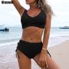 Sexy bikini, push up swimwear, high waist biquini drawstring bathing suit summer