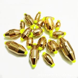 8pcs/lot Copper lead Sinker, Weights 10g,7g,5g,3.5g,1.8g, Sharped Bullet