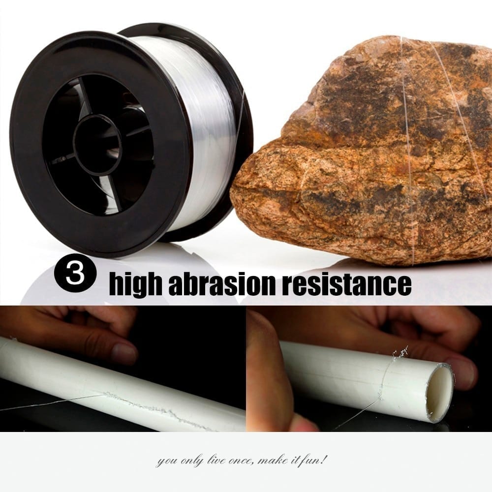 200m fluorocarbon coating fishing line, white brown sinking, high abrasion resistance, stretchable