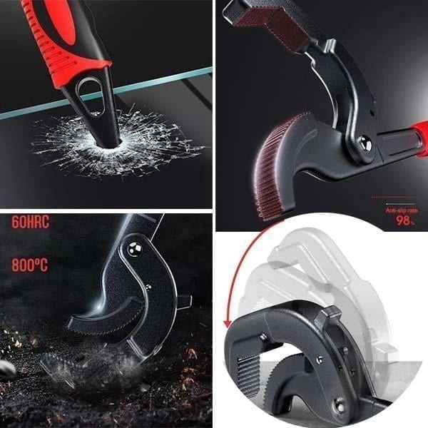 Universal pipe wrench, auto lock adjustable, large open tool for water pipe