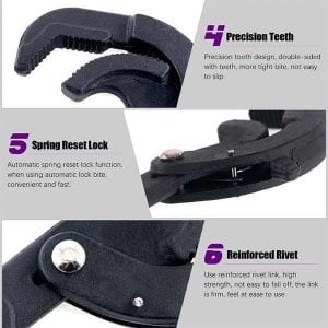 Universal Pipe Wrench, Auto Lock Adjustable, large Open Tool for Water Pipe