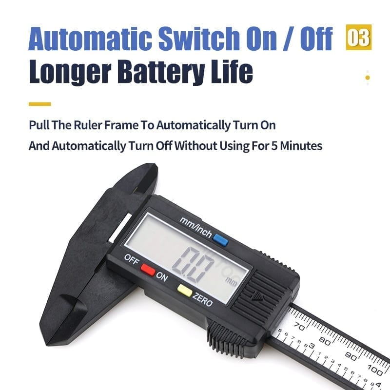 Electronic digital caliper, carbon fibre vernier, calipers plastic gauge lcd micrometer 150mm/6in