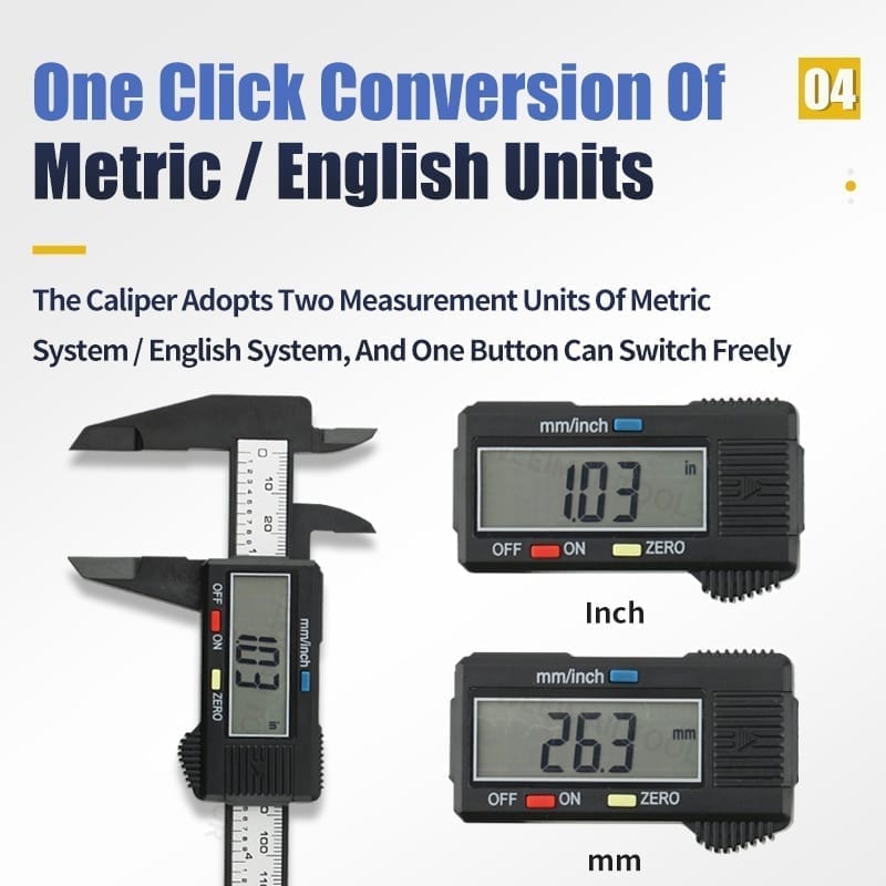 Electronic digital caliper, carbon fibre vernier, calipers plastic gauge lcd micrometer 150mm/6in
