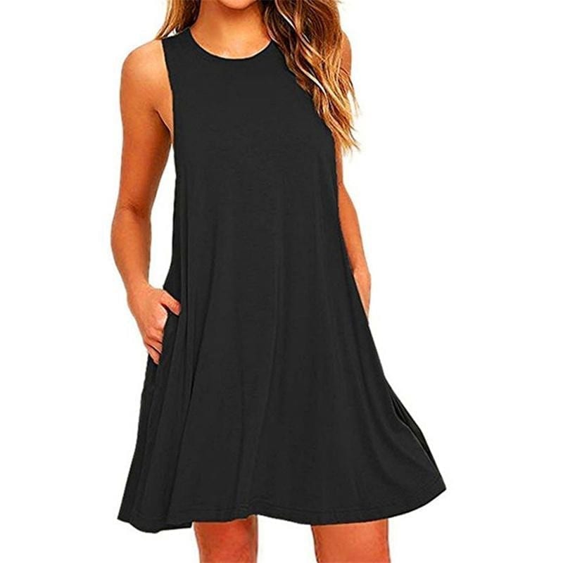 Women’s summer casual swing t-shirt dresses, beach cover up with pockets plus size loose dress