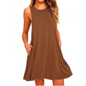 Women’s Summer Casual Swing T-Shirt Dresses, Beach Cover Up With Pockets Plus Size Loose Dress