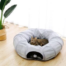 Gray Cat Toy Foldable Crossing Tunnel, long Nest Cat, Bed Environment
