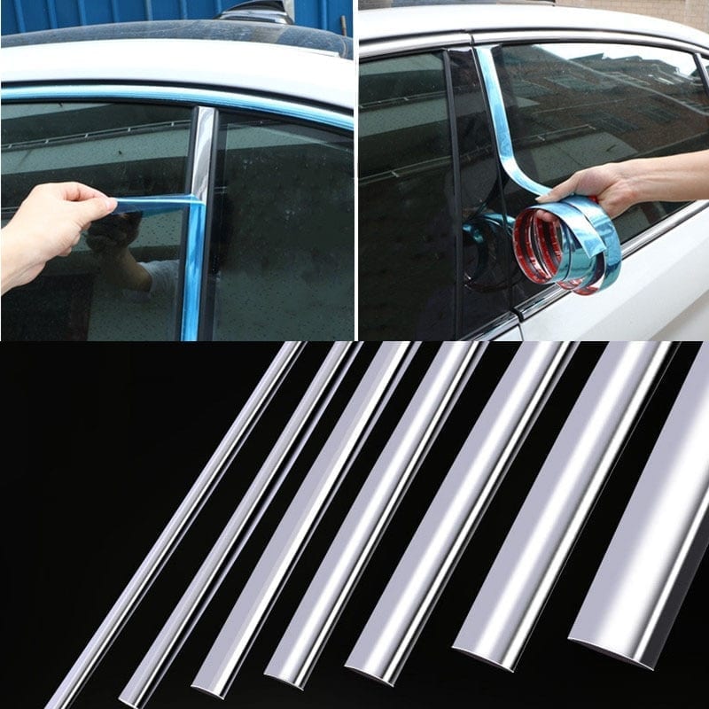 Chrome moulding trim, car door protector, stickers strip for bumper grill, door edge, guard plate sticker