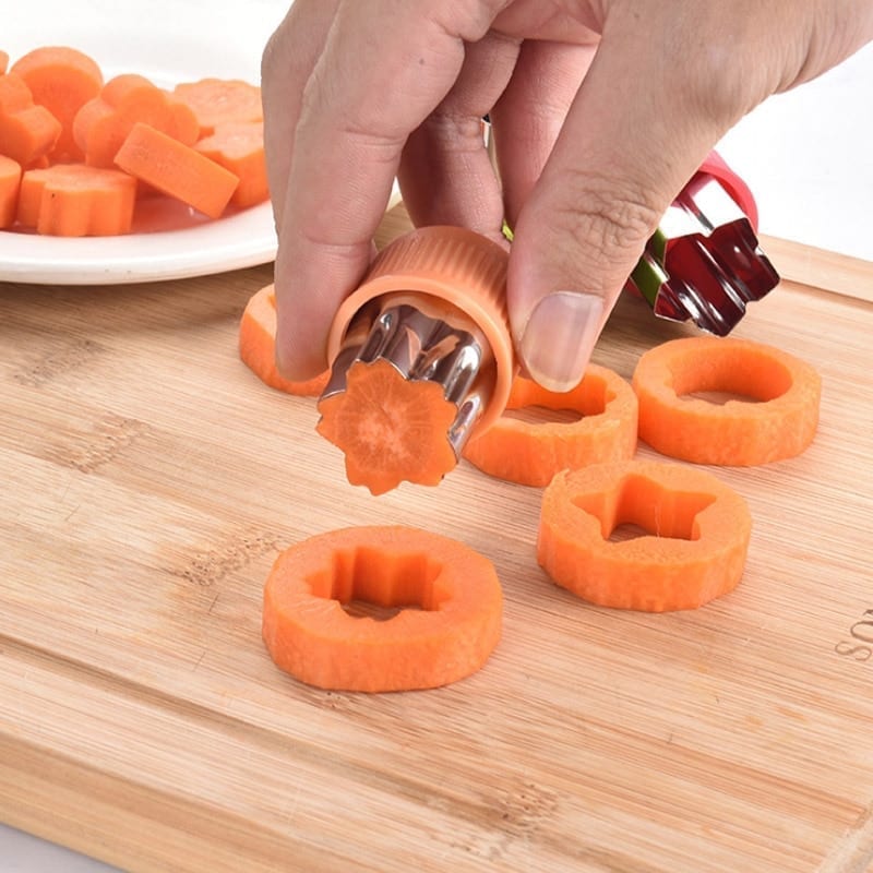 Star heart shape, vegetables cutter, plastic handle 3pcs portable cook, stainless steel