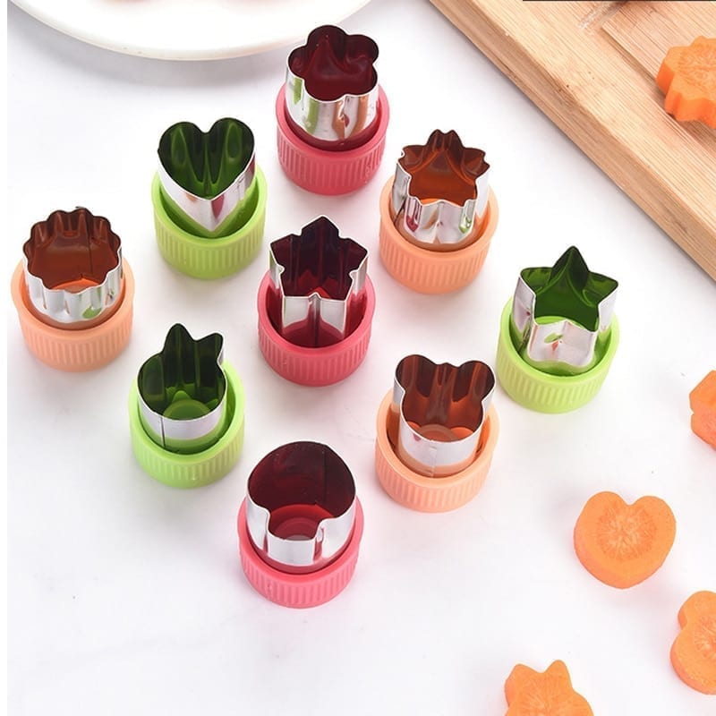 Star heart shape, vegetables cutter, plastic handle 3pcs portable cook, stainless steel