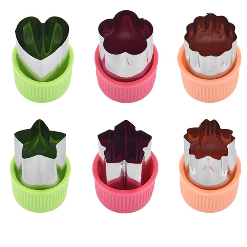 Star heart shape, vegetables cutter, plastic handle 3pcs portable cook, stainless steel