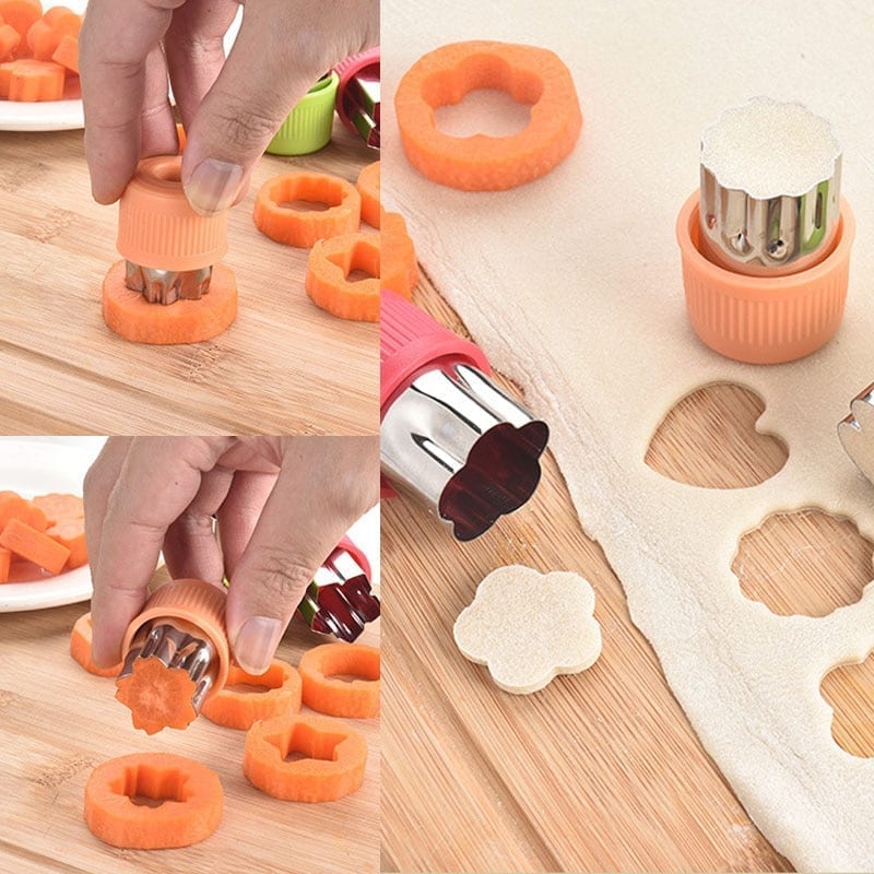 Star heart shape, vegetables cutter, plastic handle 3pcs portable cook, stainless steel