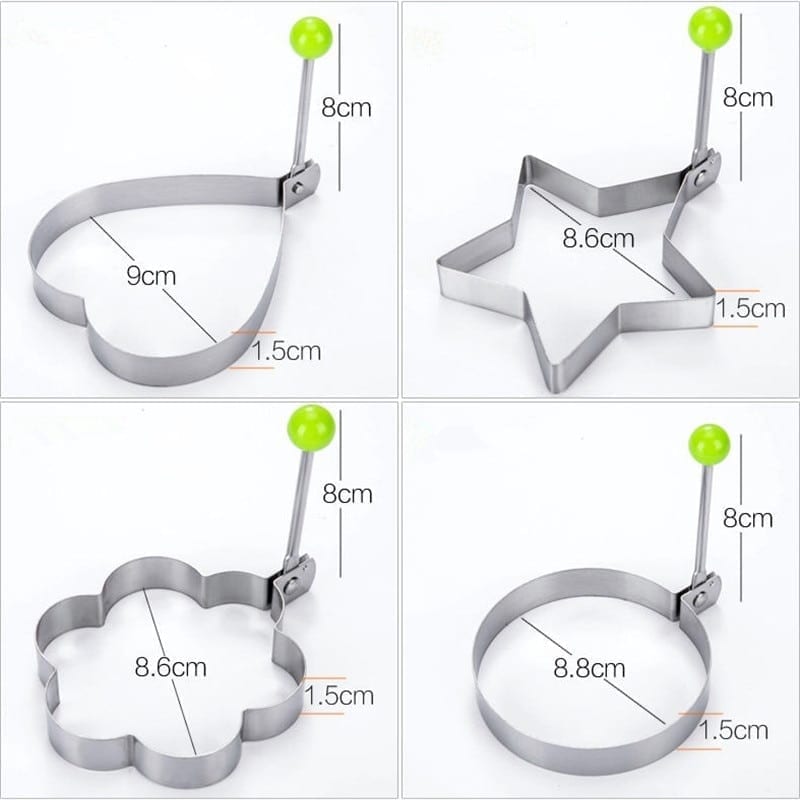 Stainless steel fried egg, pancake bread, fruit and vegetable shape decoration