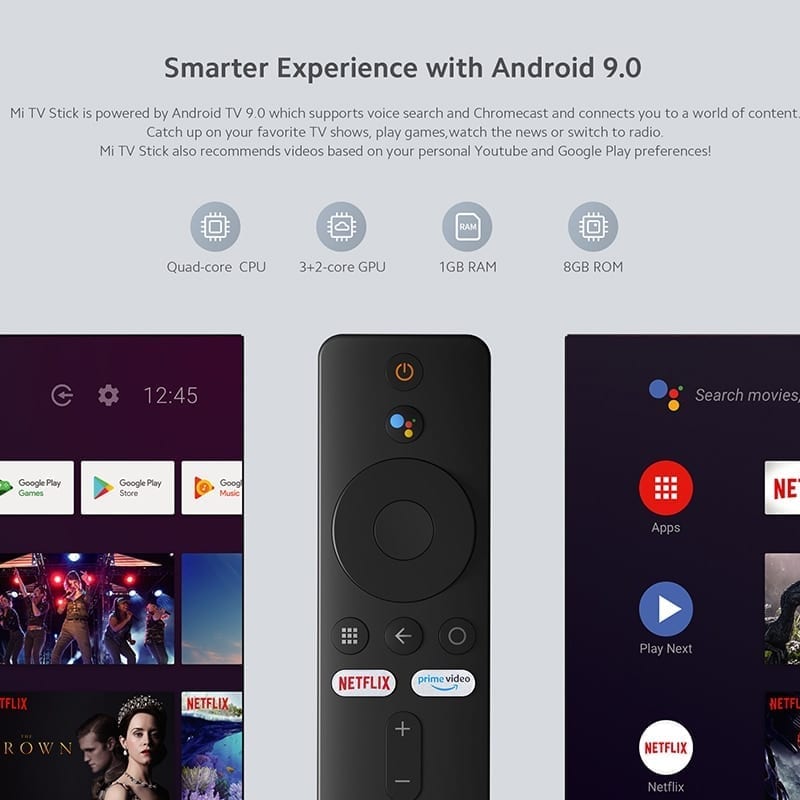 Iglobal version xiaomi tv stick, hdr android tv 9.0 wifi,1gb 8gb bluetooth 4.2 mi