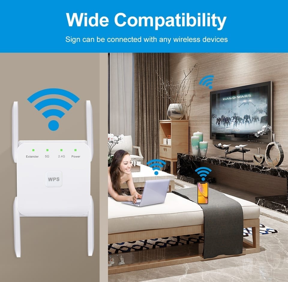 5 ghz wifi wireless extender, 1200mbps amplifier, 802.11n long range, signal booster 2.4g repiter