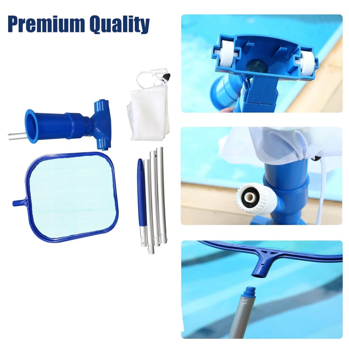 Pool cleaning set, maintenance above ground skimmer brush vacuum
