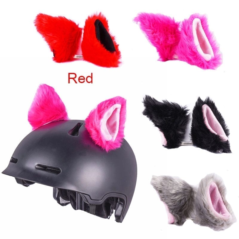 Motorcycle helmet cute plush cat ears, sticker cosplay styling