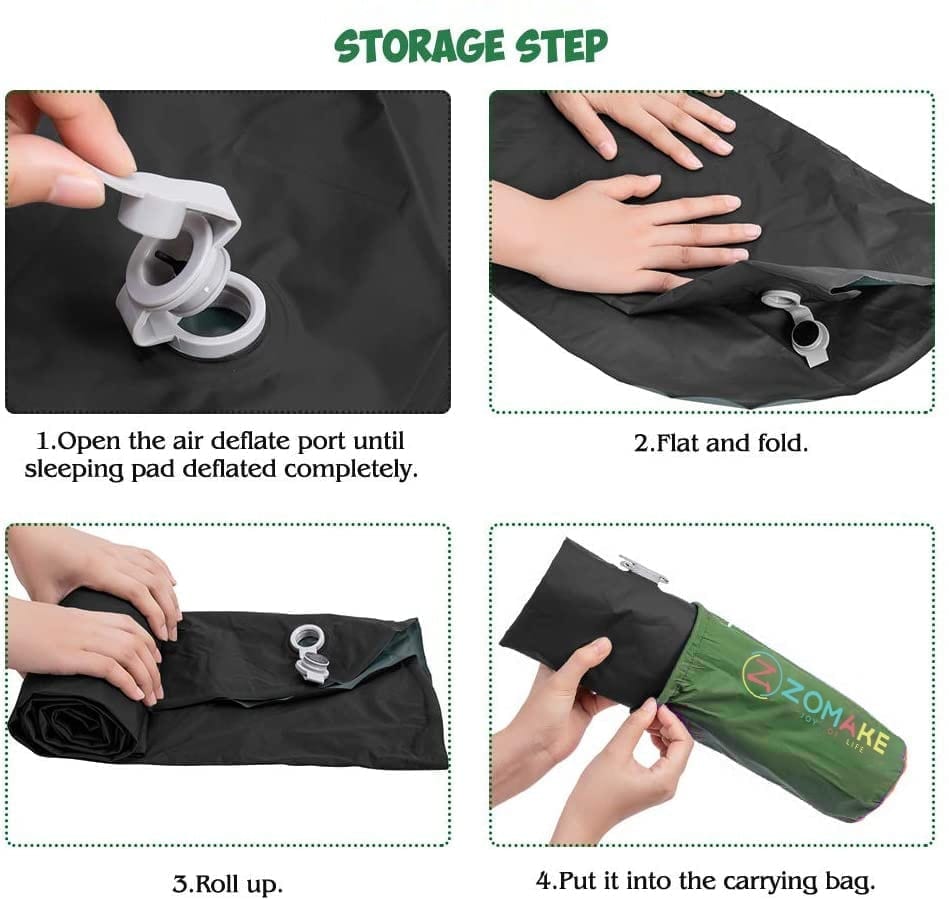 Zomake 0.5kg portable ultralight sleeping pad, ultralight camping inflating air mattress