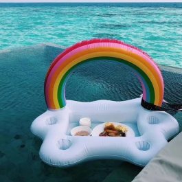 Rainbow Cloud Inflatable Float for drink and ice