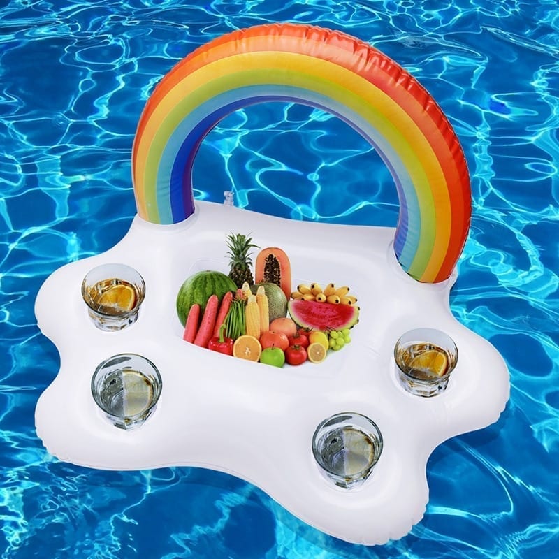 Rainbow cloud inflatable float for drink and ice