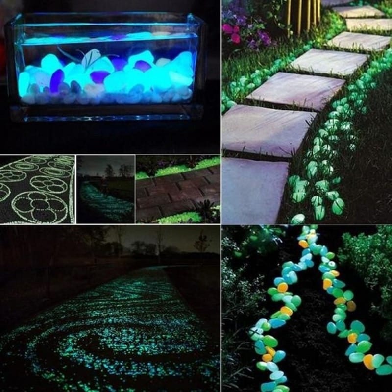 25/50pcs glow in the dark, garden pebbles, glow stones rocks for walkways garden path and more