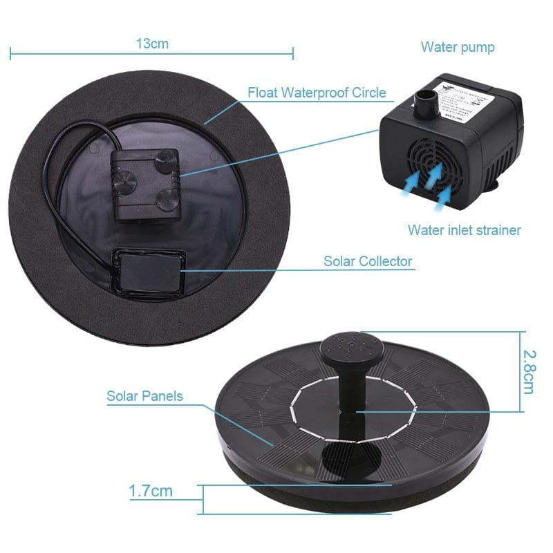 Mini solar water fountain, floating