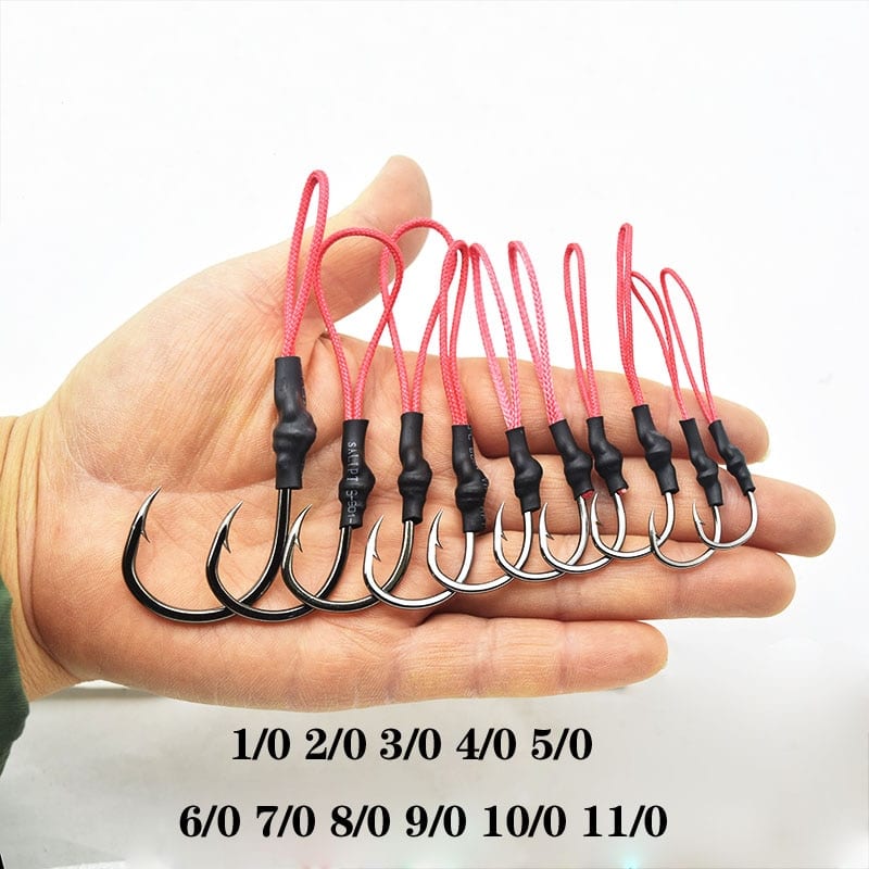 10pcs/lot 1/0 – 10/0, high carbon fishing hook, for jigging assist.