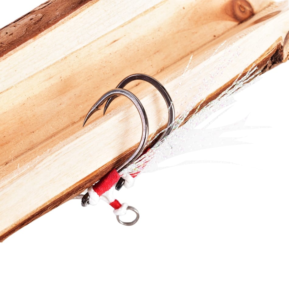 4pairs/lot, jig assist double hook, 10#-18# metal high carbon, with feather