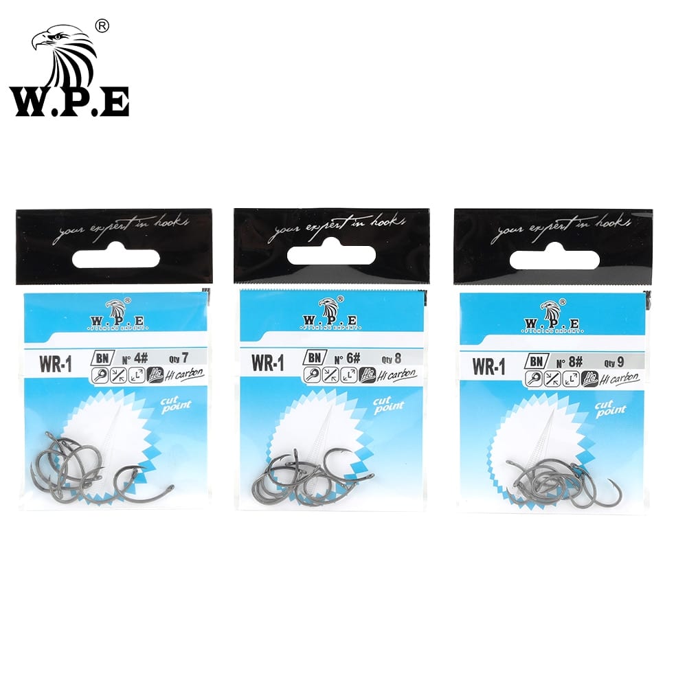 W.p.e 3pack/5pack, coating fishing hook 4/6/8#, wide gape curve shank