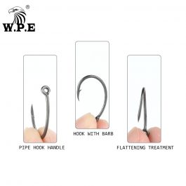 W.P.E 3pack/5pack, Coating Fishing Hook 4/6/8#, Wide Gape Curve Shank