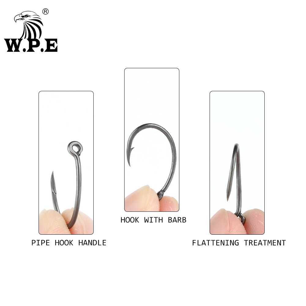 W.p.e 3pack/5pack, coating fishing hook 4/6/8#, wide gape curve shank
