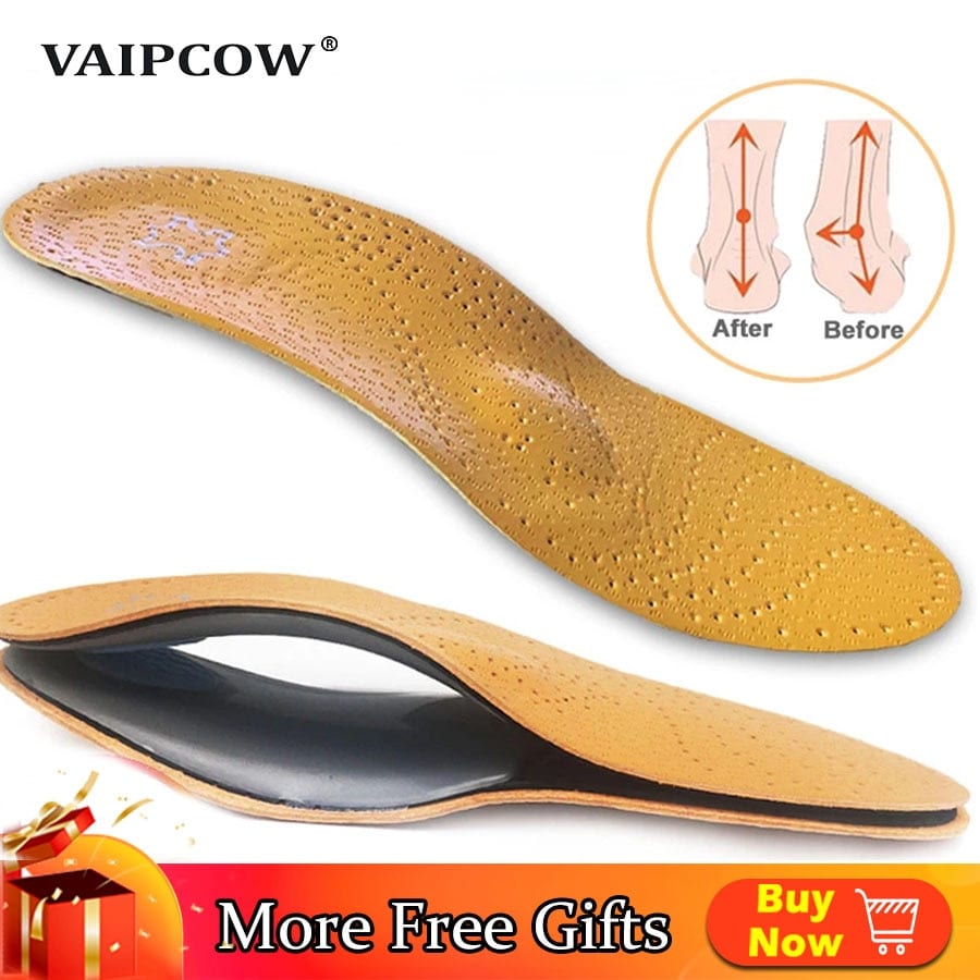 Leather orthotic insole for flat feet, arch support, sole insoles for feet