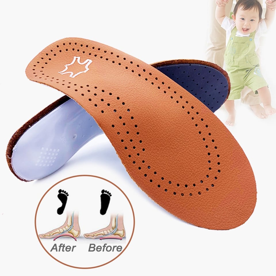 Leather orthotic insole for flat feet, arch support, sole insoles for feet