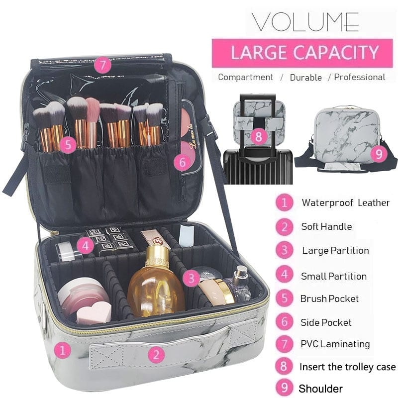 Female manicure makeup organizer luxury makeup bag brush tube professional make up beauty case brand travel mini cosmetic bag