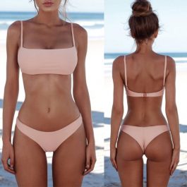 Push Up Unpadded Brazilian Bikini Set, Women Vintage Swimwear