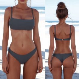 Push Up Unpadded Brazilian Bikini Set, Women Vintage Swimwear