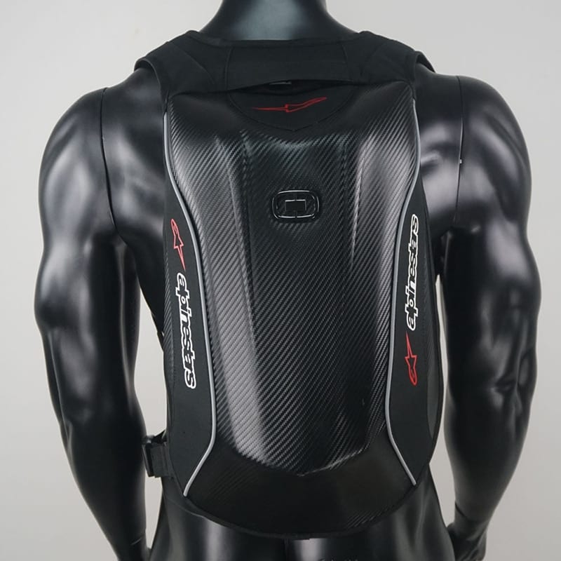 Motorcycle backpack, waterproof hard shell, carbon fiber backpack