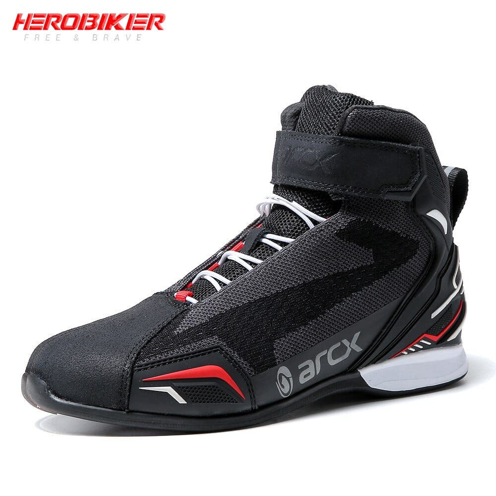 Motorcycle boots, botas moto, men shoes ankle with tuning knob