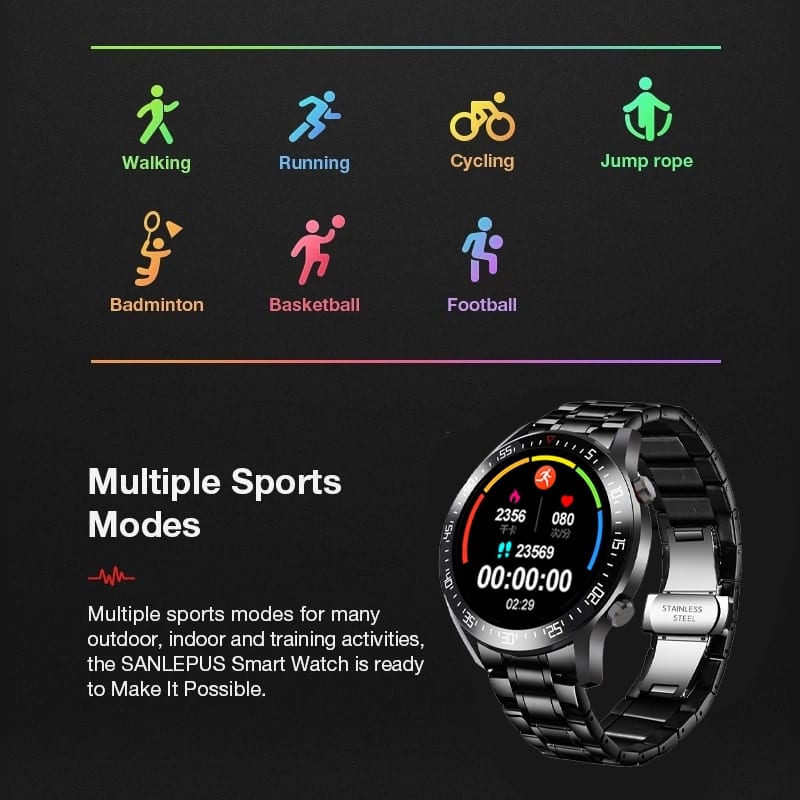 Steel band digital watch, men smart sport watches, electronic led, full touch screen, waterproof