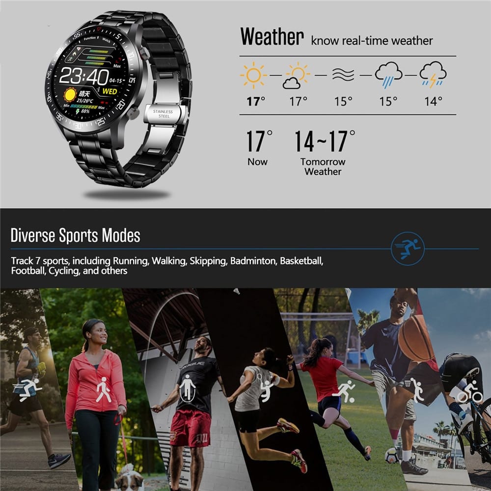 Steel band digital watch, men smart sport watches, electronic led, full touch screen, waterproof