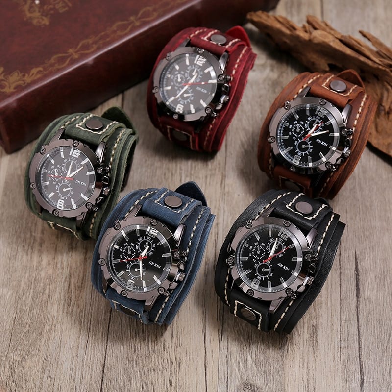 Jessingshow, men watch luxury wristwatch quartz, fashion blue glass punk style